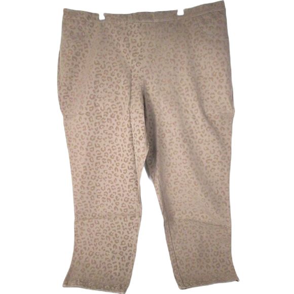 Isaac Mizrahi Live Mocha Leggings 26W Leopard Flocking Cotton Rayon (B16-170) - Picture 1 of 11